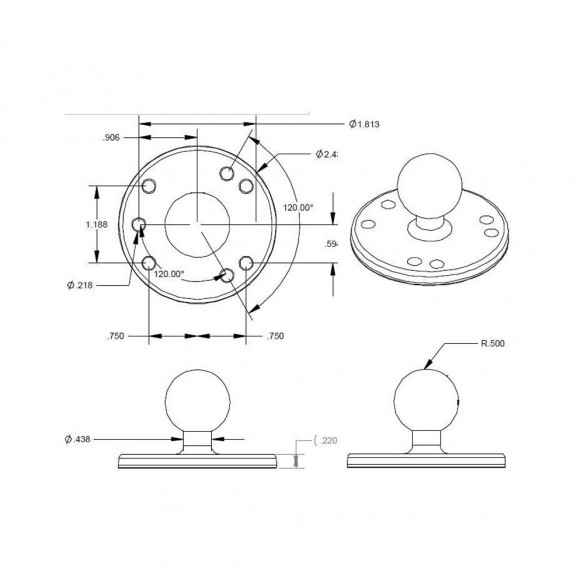 SOPORTE RAM MOUNTS ROUND BASE PLATE